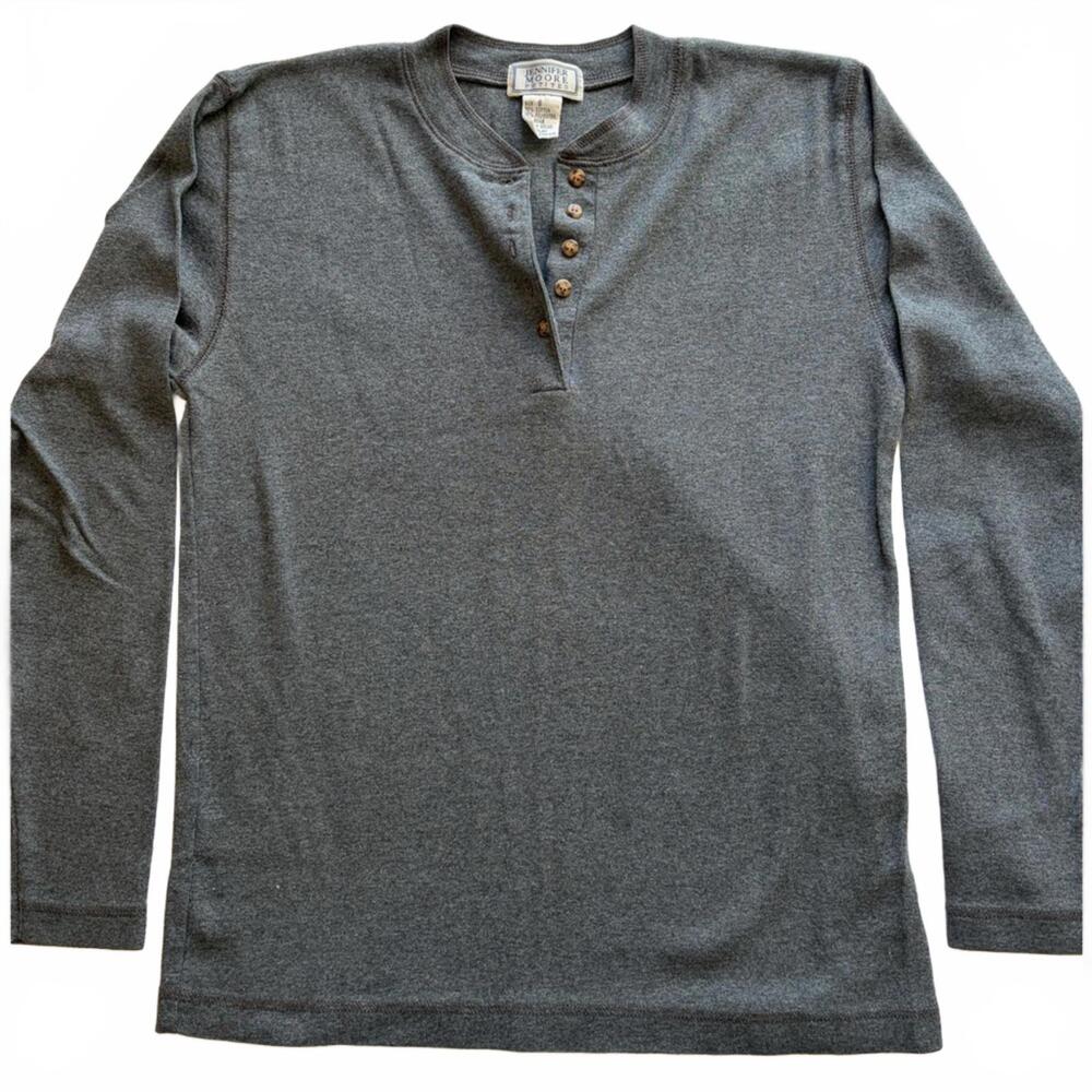 Jennifer Moore Charcoal Henley Long Sleeve T-shirt